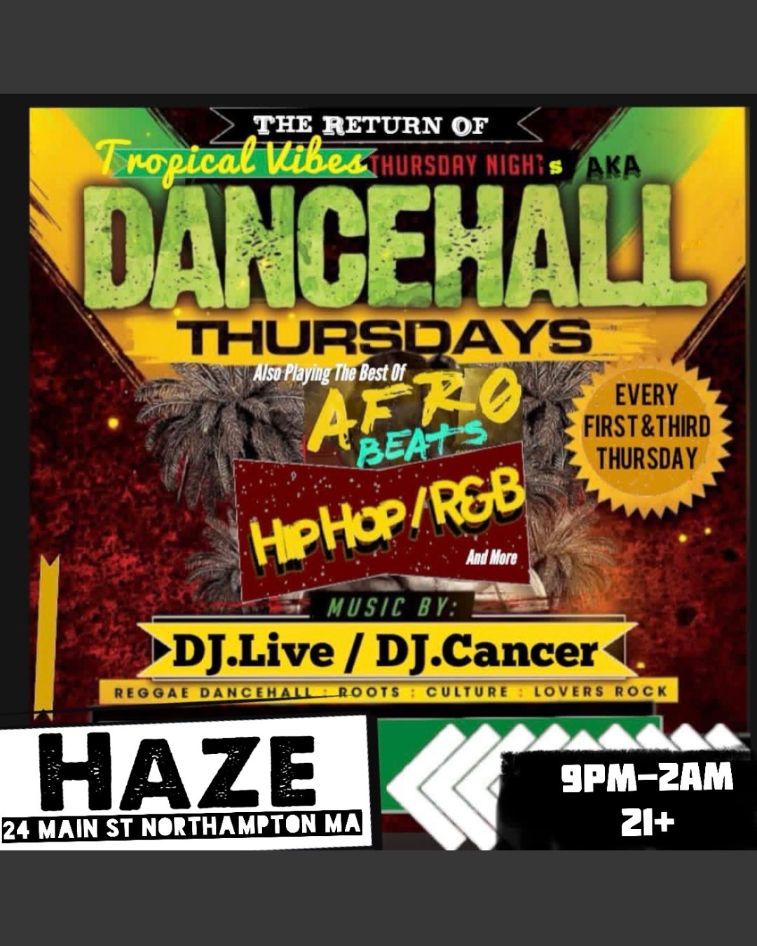 Flyer: Reggae Night with Dj Live and Dj Cancer